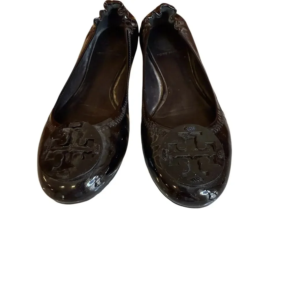 Tory Burch Reva Patent Leather Ballet Flats Black 7